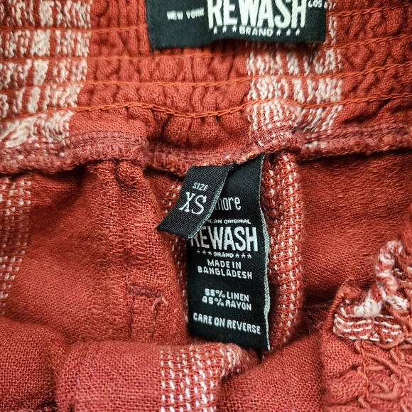 Rewash American Original Linen Blend Boho Rust Striped Pants - Picture 7 of 12